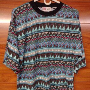 Vintage Royal Scott Geometric 90s Colorful Design T Shirt Sz. XL Made in Korea